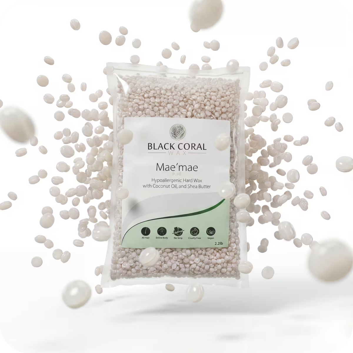 Mae'mae Hard Wax 2.2lb – hypoallergenic vegan hard wax with coconut oil and shea butter, no strip, cruelty-free