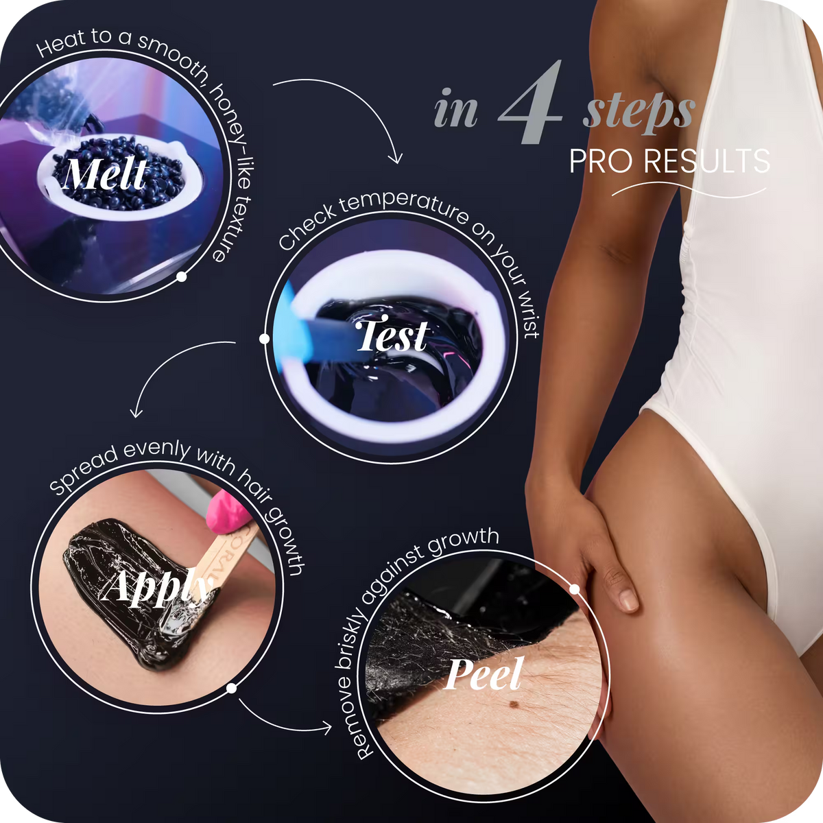How to use Black Coral hard wax – step by step: melt, test, apply, peel for professional results at home or salon