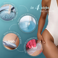 Kai wax 4-step guide – melt, temperature check on wrist, apply with hair growth, quick peel for flawless results