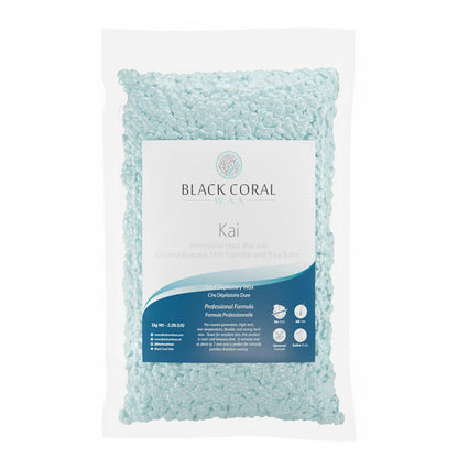 Packaged  Kai Hard wax product labeled 'Black Coral Peofessional hard wax  Kai' on a white background